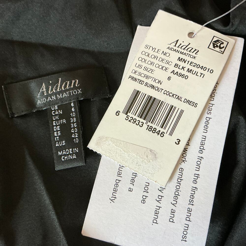 Aidan Mattox Floral Print Ruched High-Low Sleeveless Cocktail Dress Black Size 6 - Picture 11 of 13